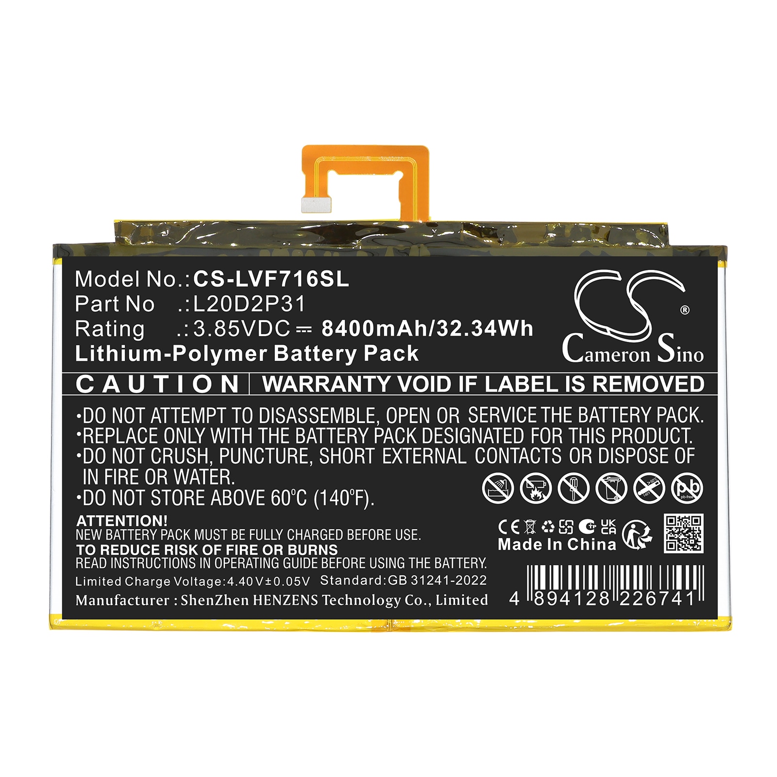 Lenovo Pad Pro 2021 -tabletin akku, TB-J706F, TB-J716F