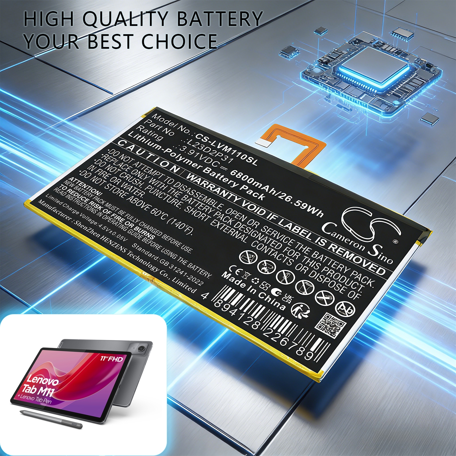 Akku Lenovo Pad 2024 TB331FC-, Pad 2024 TB331FU- ja Tab M11 -tableteille