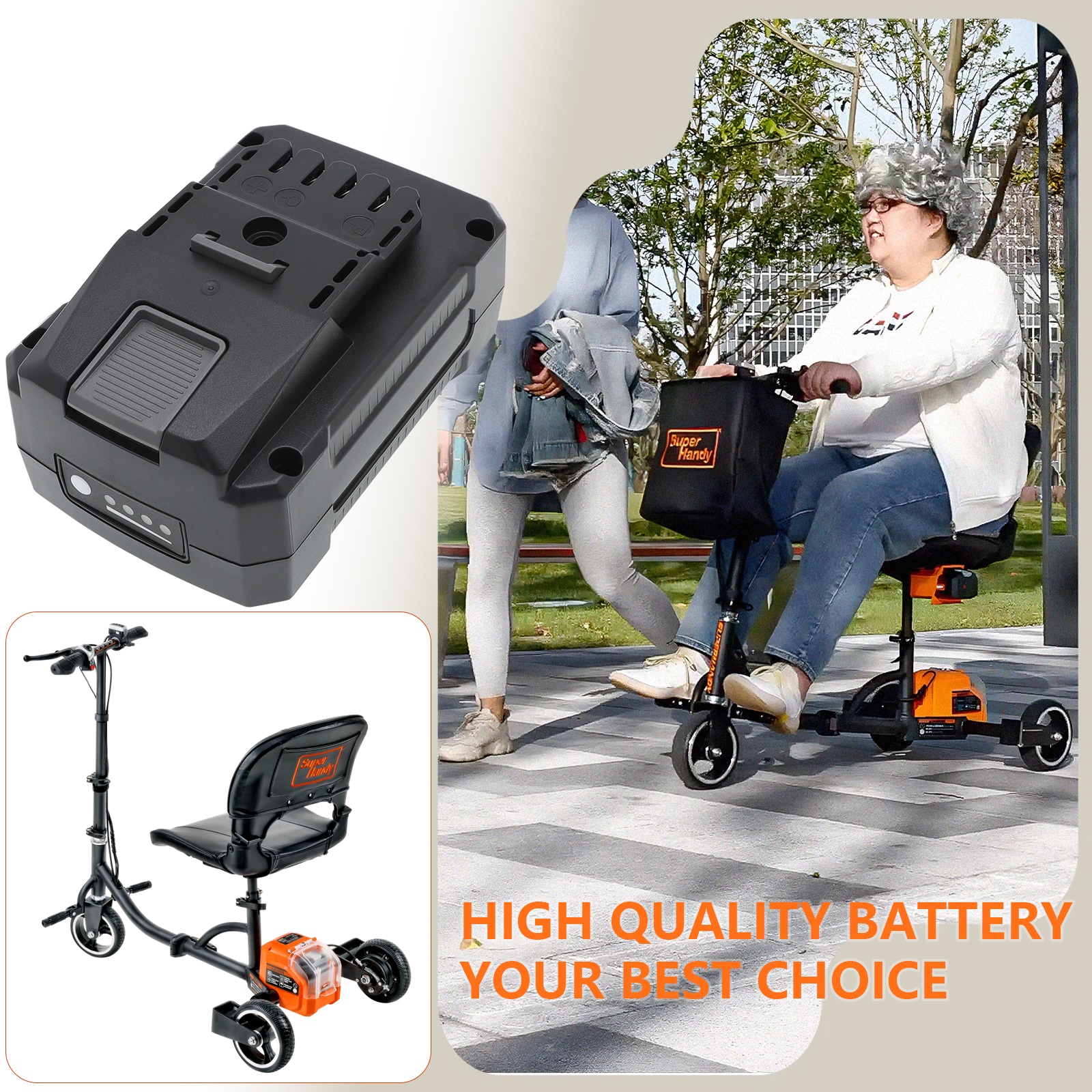 Akku SuperHandy 3 Wheel Power Mobility Scooter Plus -sähköskootterille ja muille vastaaville malleille.
