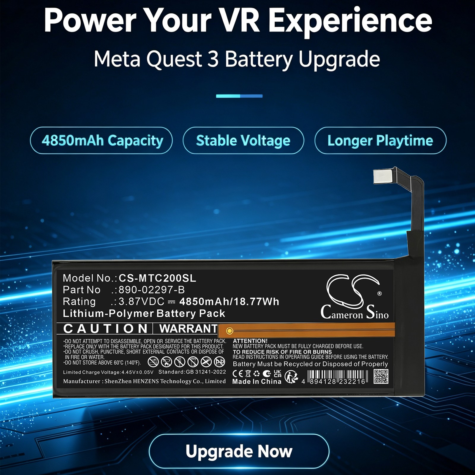VR-akku Meta Quest 2:lle, Quest 3:lle, MWNB1:lle ja muille laitteille.