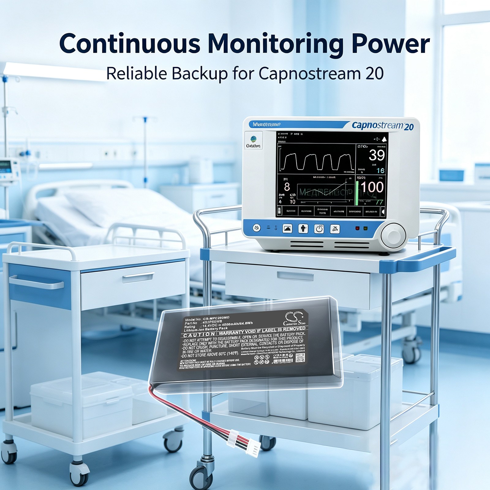 Akku Lääketiede-tuotteeseen: Medtronic Capnostream 20, Capnostream 20 Monitor