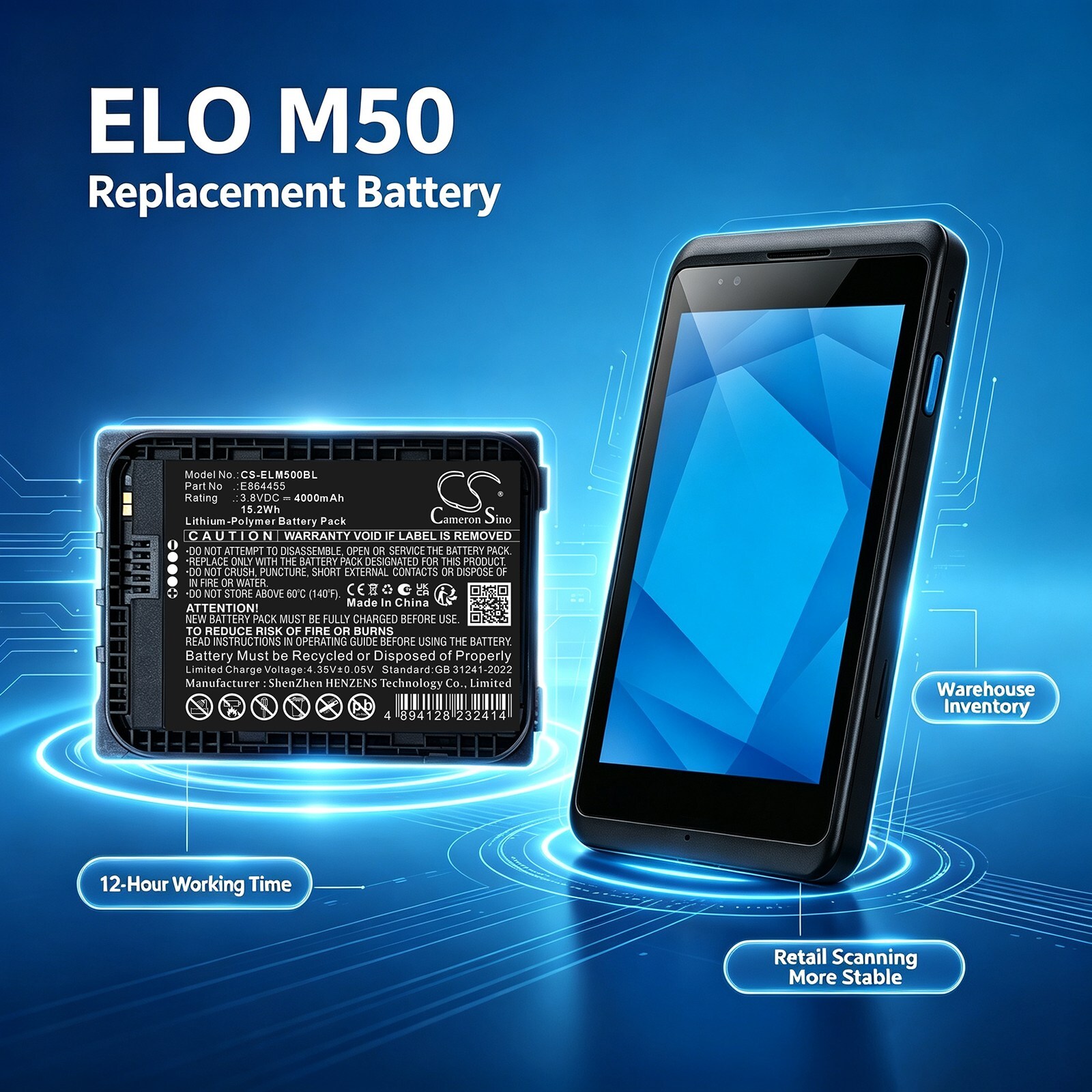 ELO M50 -maksupäätteen akku