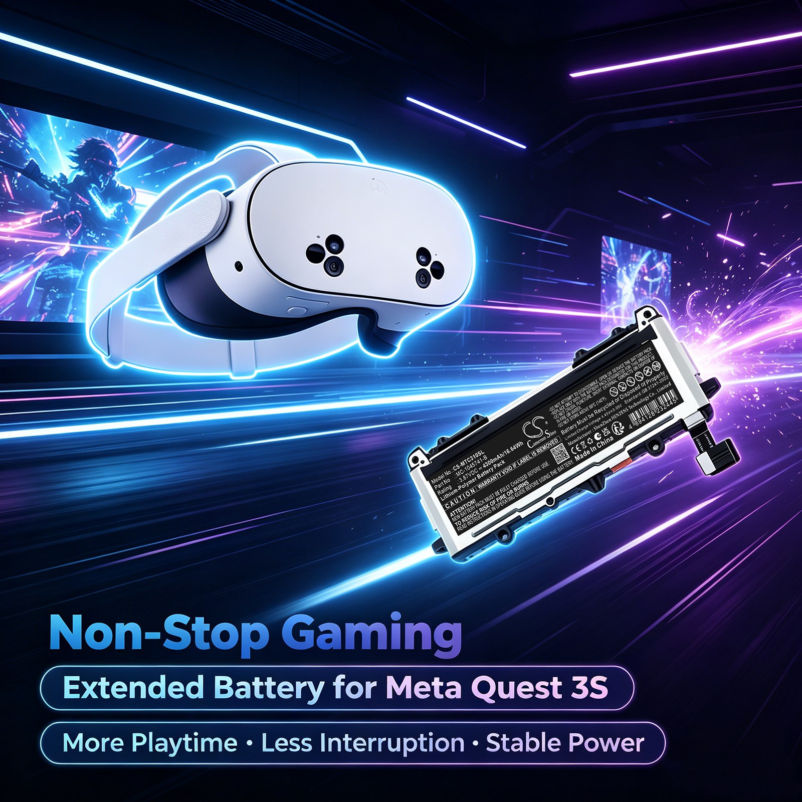Meta Quest 3S:n VR-akku