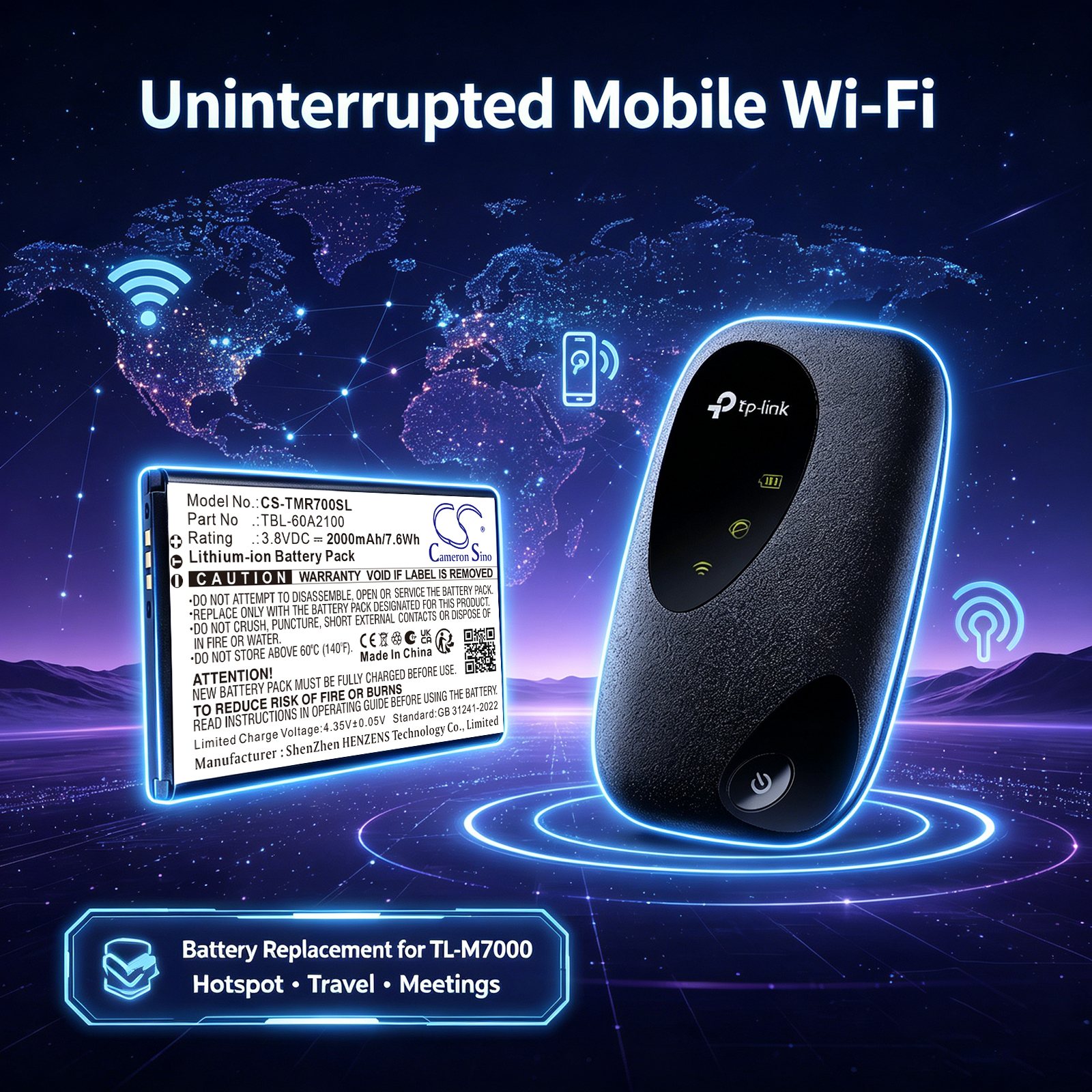 Akku TP-LINK TL-M7000- ja TL-M7200-hotspot-laitteille