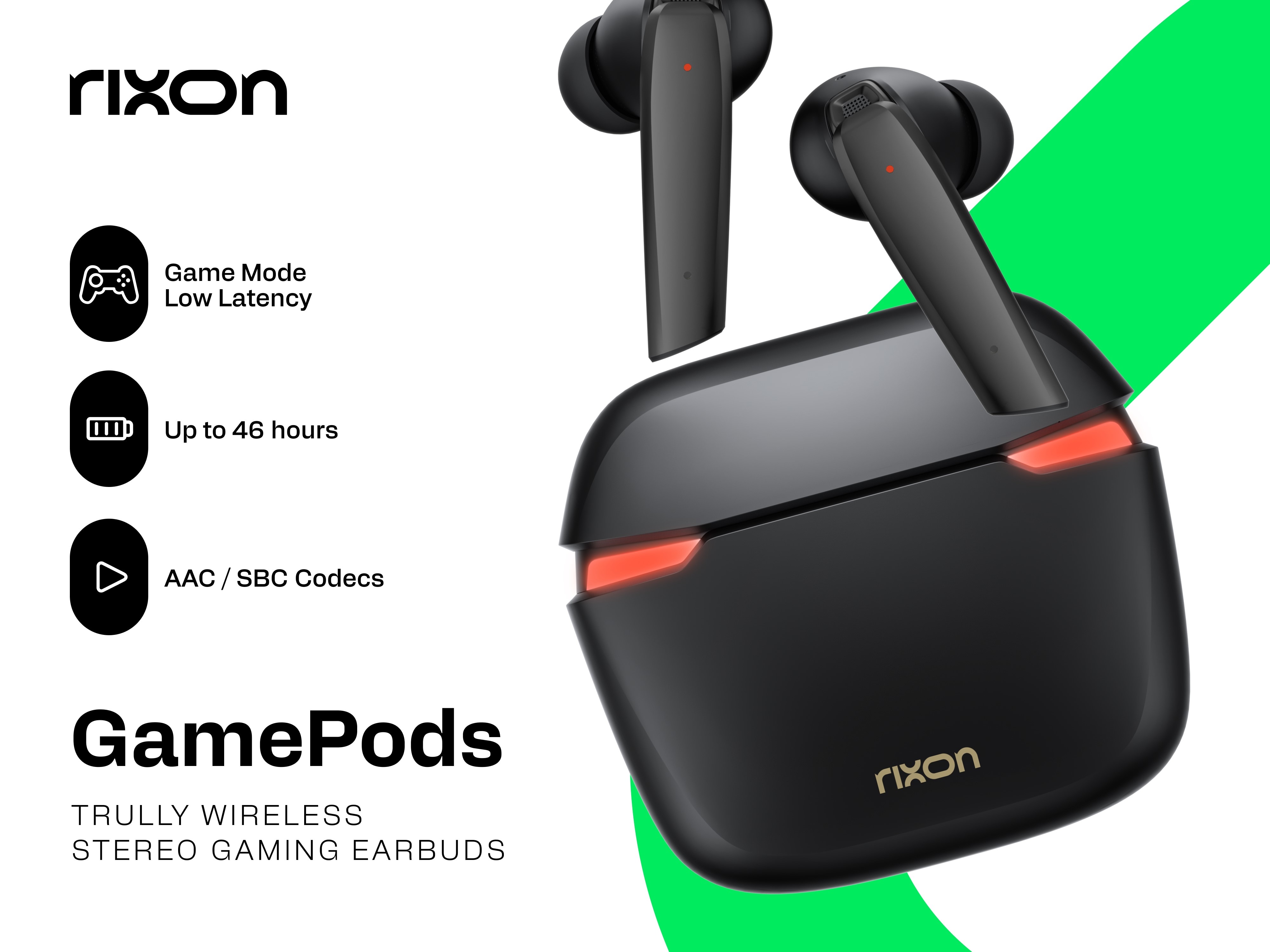 Rixon GamePods -kuulokkeet musta