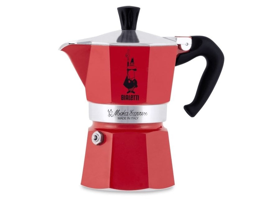 espressokeitin 3 kupille, Bialetti Moka Express punainen