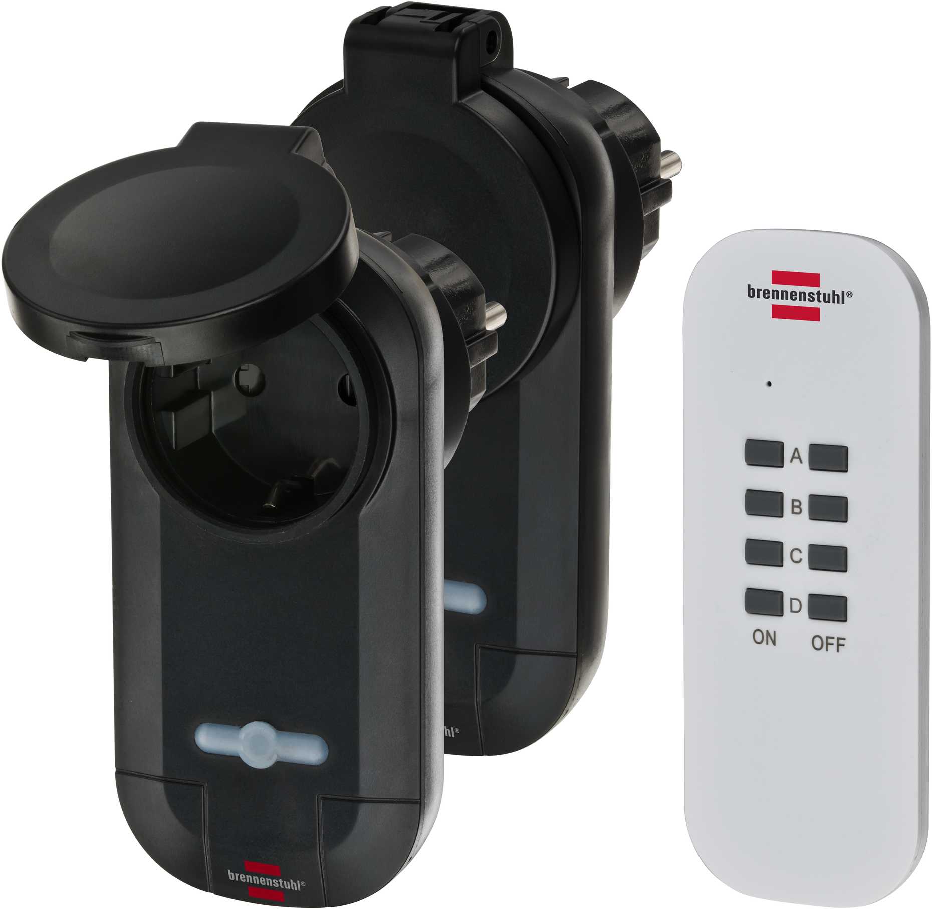 Brennenstuhl Comfort-Line 2-kertainen radiokytkentäsarja RC CE1 0201 IP 44, musta