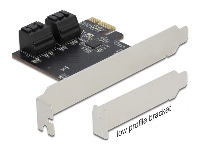 Delock 4-port SATA PCI Express x1 kortti - matalaprofiilinen muotoilu - matalaprofiilinen muotoilu