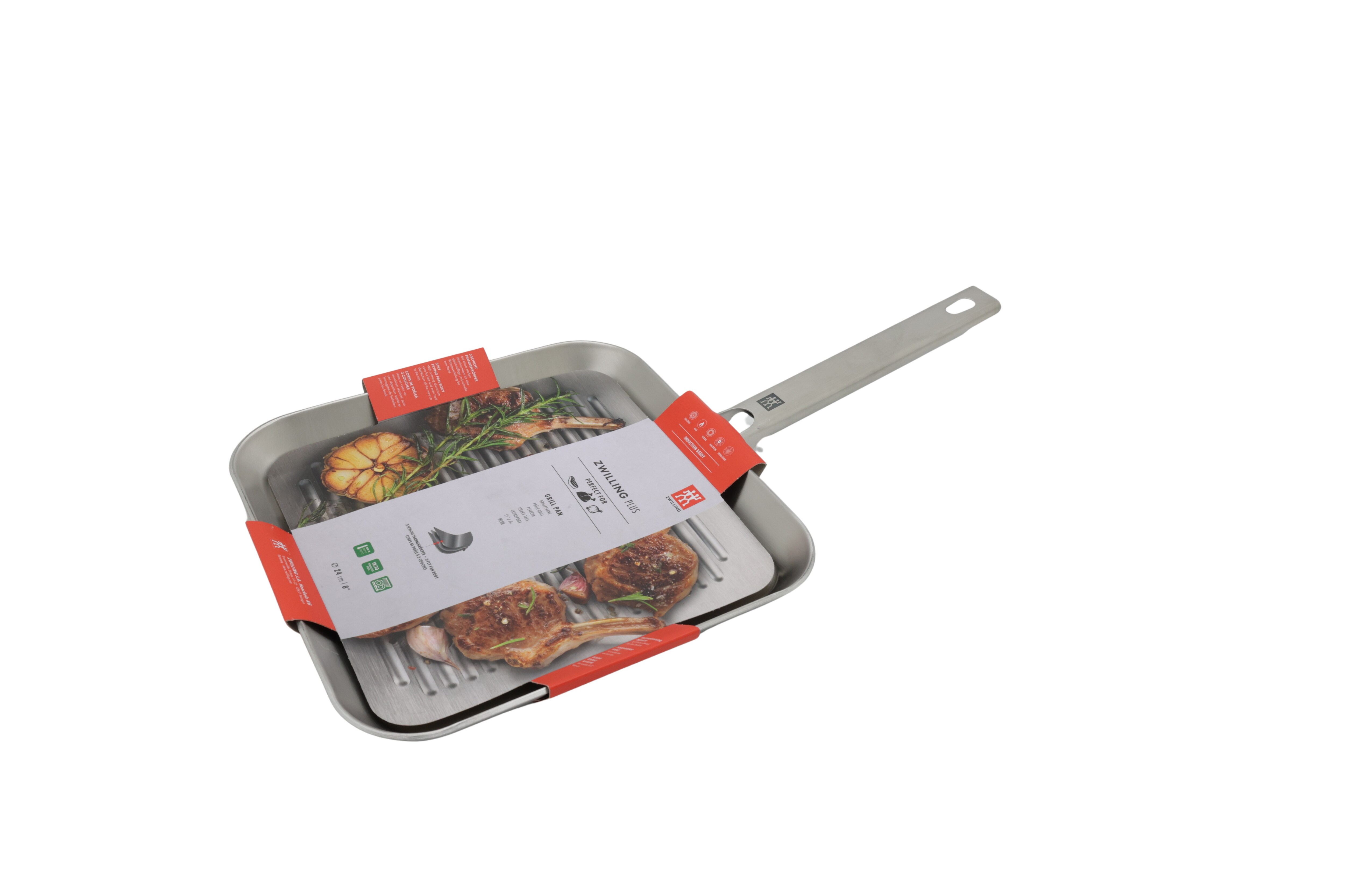, 24 x 24 cm, ruostumatonta terästä, hopea, Zwilling 40996-024-0 Plus-grillipannu