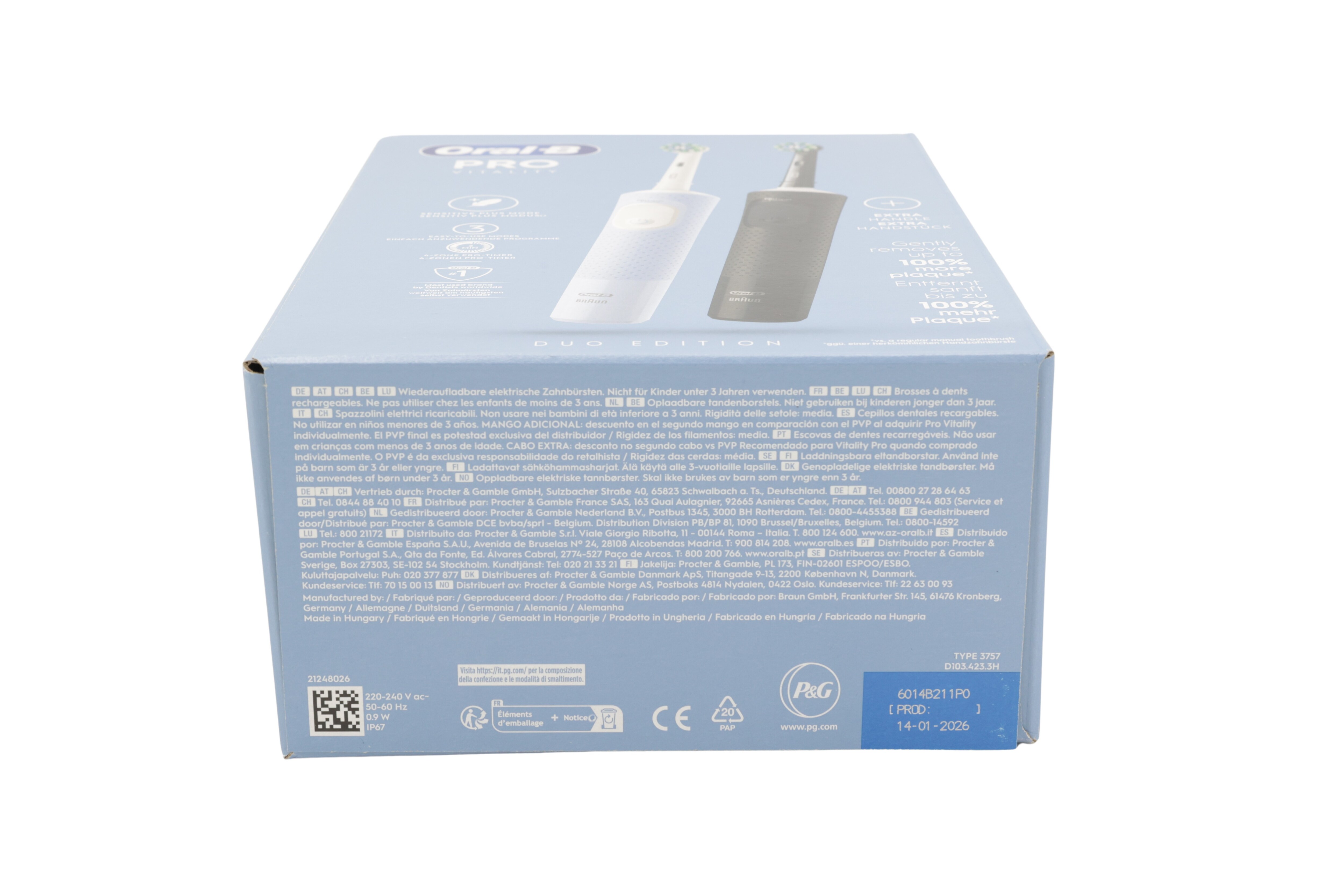 musta/sininen, Braun Oral-B Vitality Pro D103 Duo