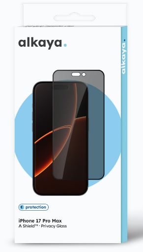 alkaya A Shield näytön suojalasi 3D Full Cover,Yksityisyys iPhone 17Pro Max, musta