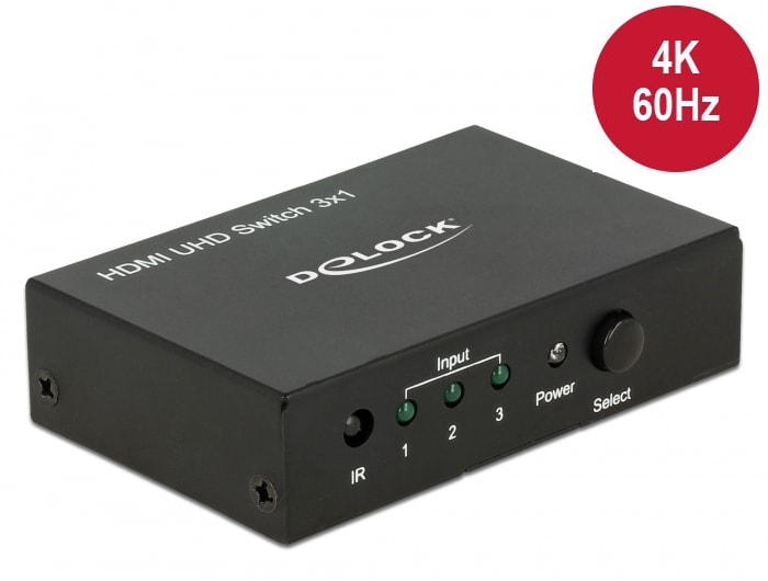 Delock HDMI UHD Kytkin 3 x HDMI sisään > 1 x HDMI ulos 4K