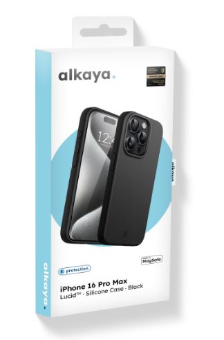 alkaya Lucid MagSafe silikoni suojakotelo iPhone 16 Pro Max, musta