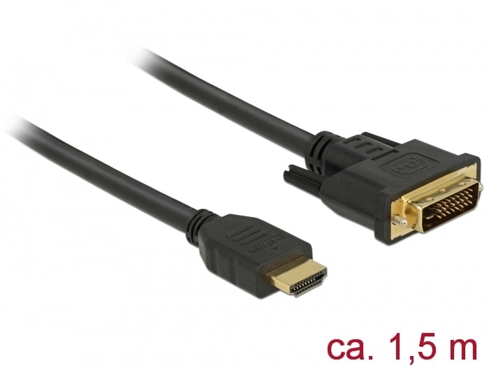 Delock-kaapeli DVI 241 uros > HDMI-A uros 1,5 m
