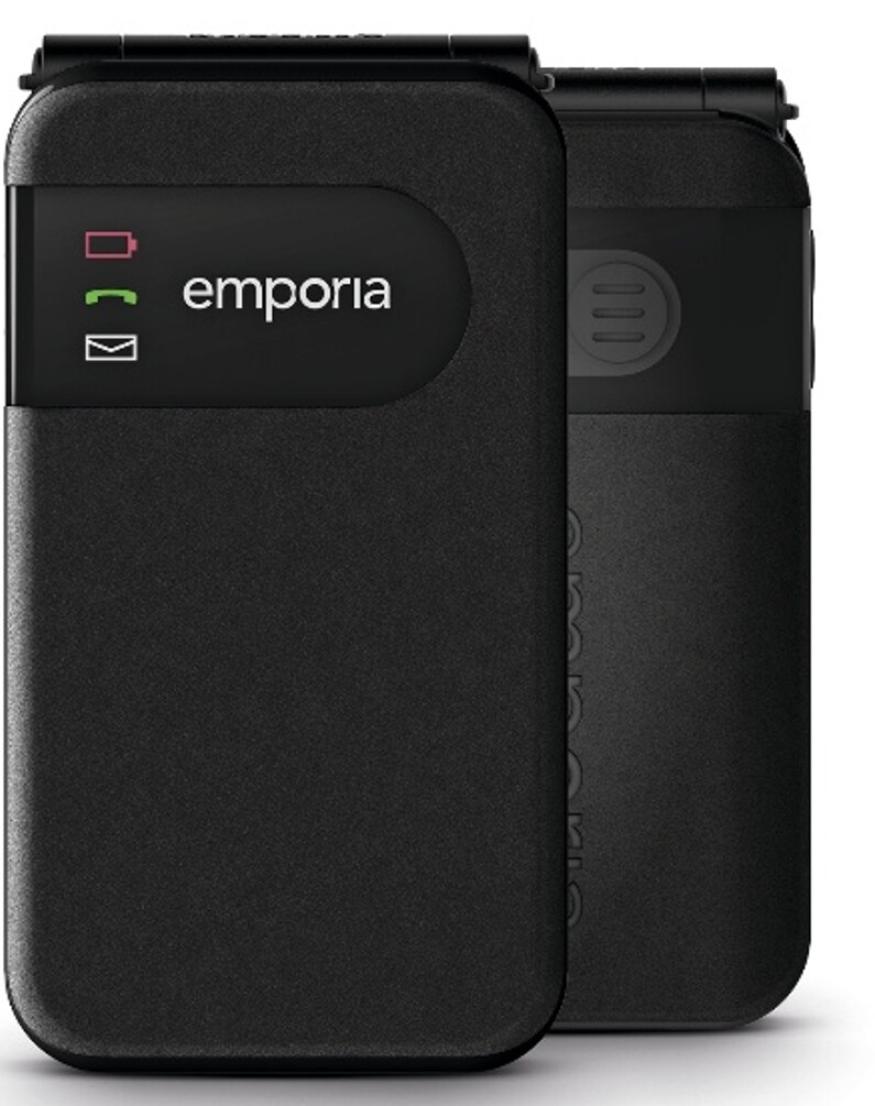 Emporia emporiaSIMPLICITYglam (V227), LTE/4G, (V3), suurinäppäiminen flip-matkapuhelin, musta