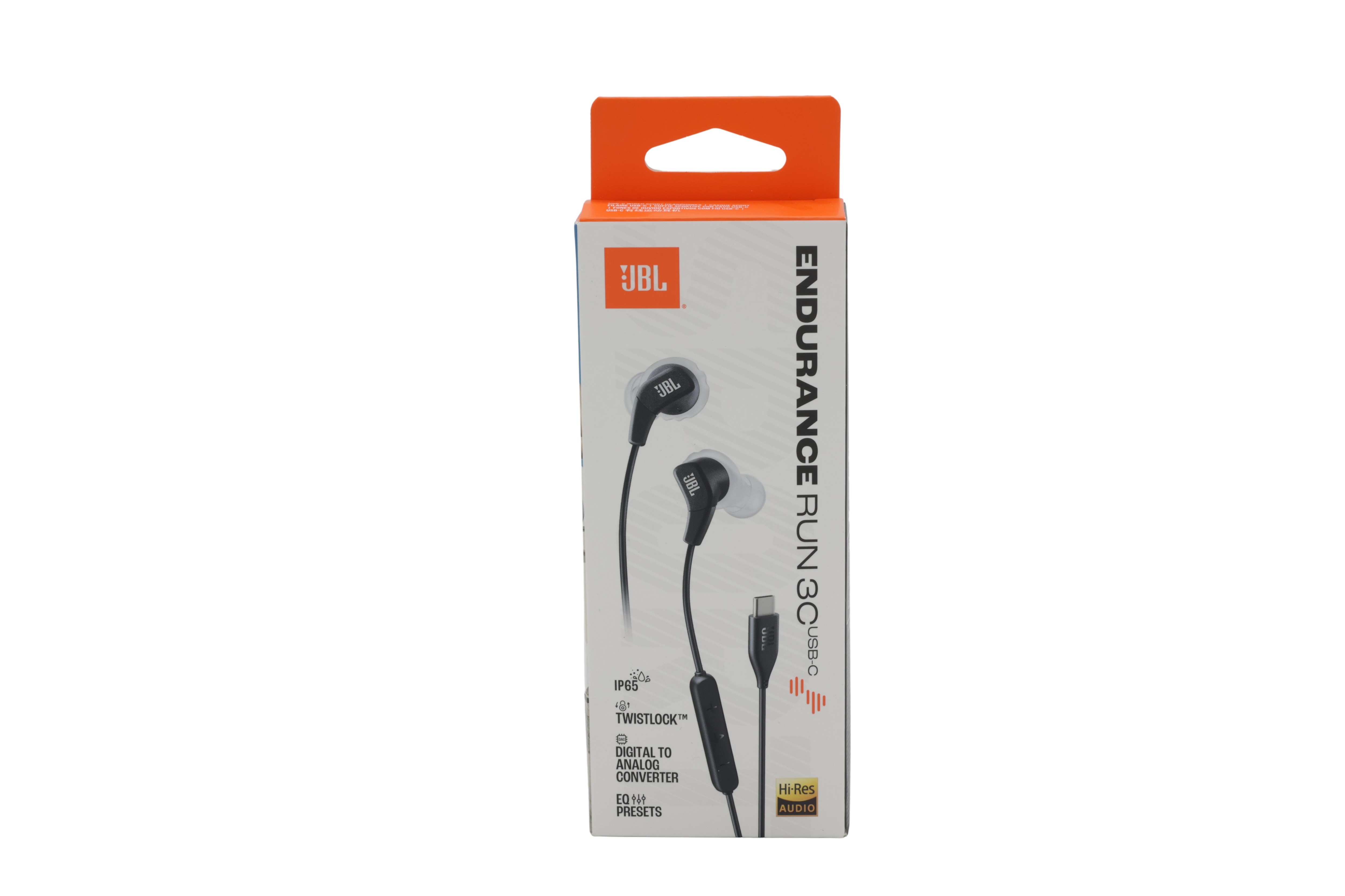 JBL Endurance Run 3 in-ear-urheilukuulokkeet kaapelilla, IP65, USB-C, musta/harmaa