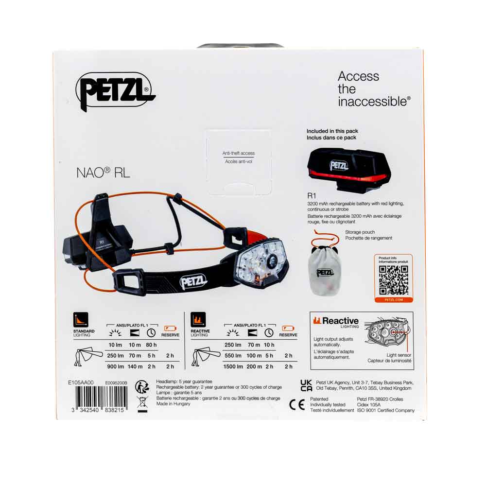 Petzl E105AA00 Nao RL -ajovalaisin Musta