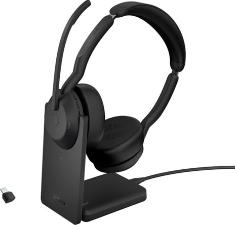 Jabra Evolve2 55 UC Stereo Link380a/390a:lla ja taitettavalla LS:llä varustettuna