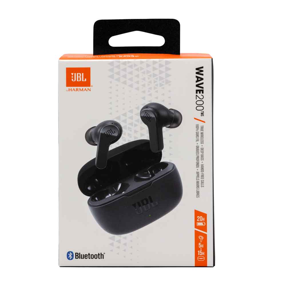 JBL Wave 200 TWS True-Wireless In-Ear Bluetooth -kuulokkeet, sis. latauskotelon, musta