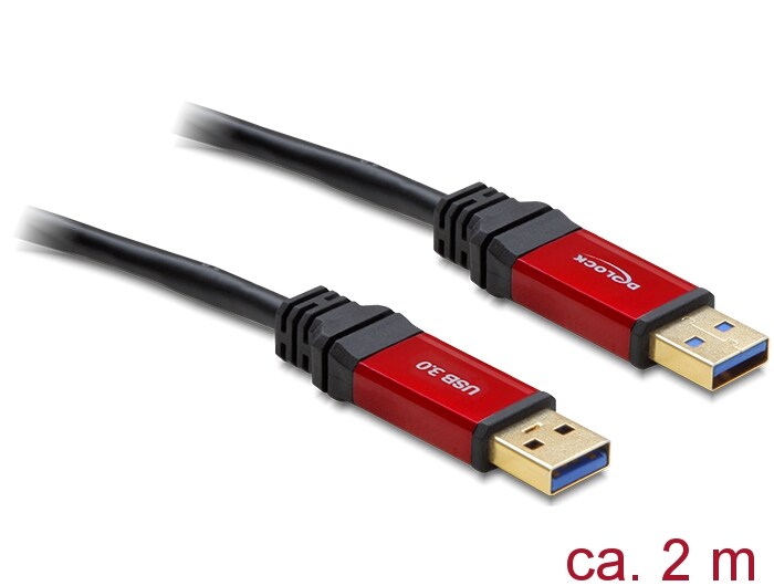 Delock-kaapeli USB 3.0 Type-A uros > USB 3.0 Type-A uros 2 m Premium