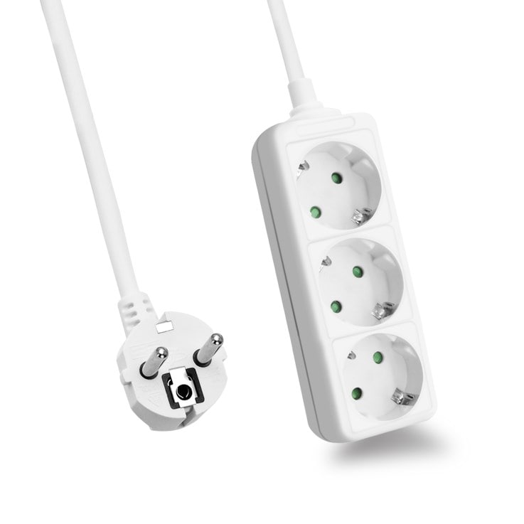 helos pistorasia CLASSIC, 3-suuntainen, valkoinen, 5,0m, ilman kytkintä