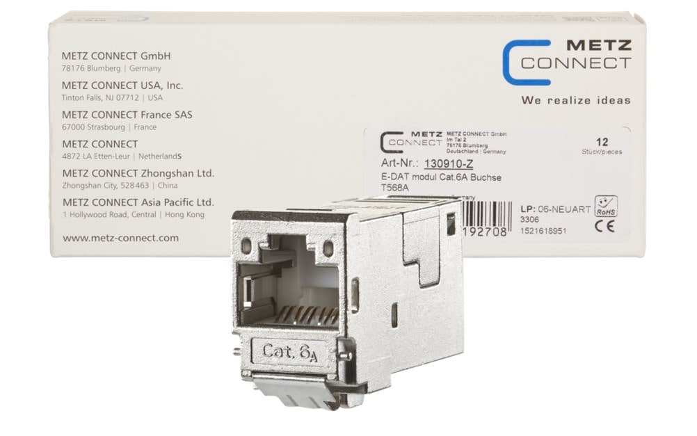 METZ CONNECT E-DAT-moduuli Cat.6A 8(8) pistorasia, 12 kappaletta