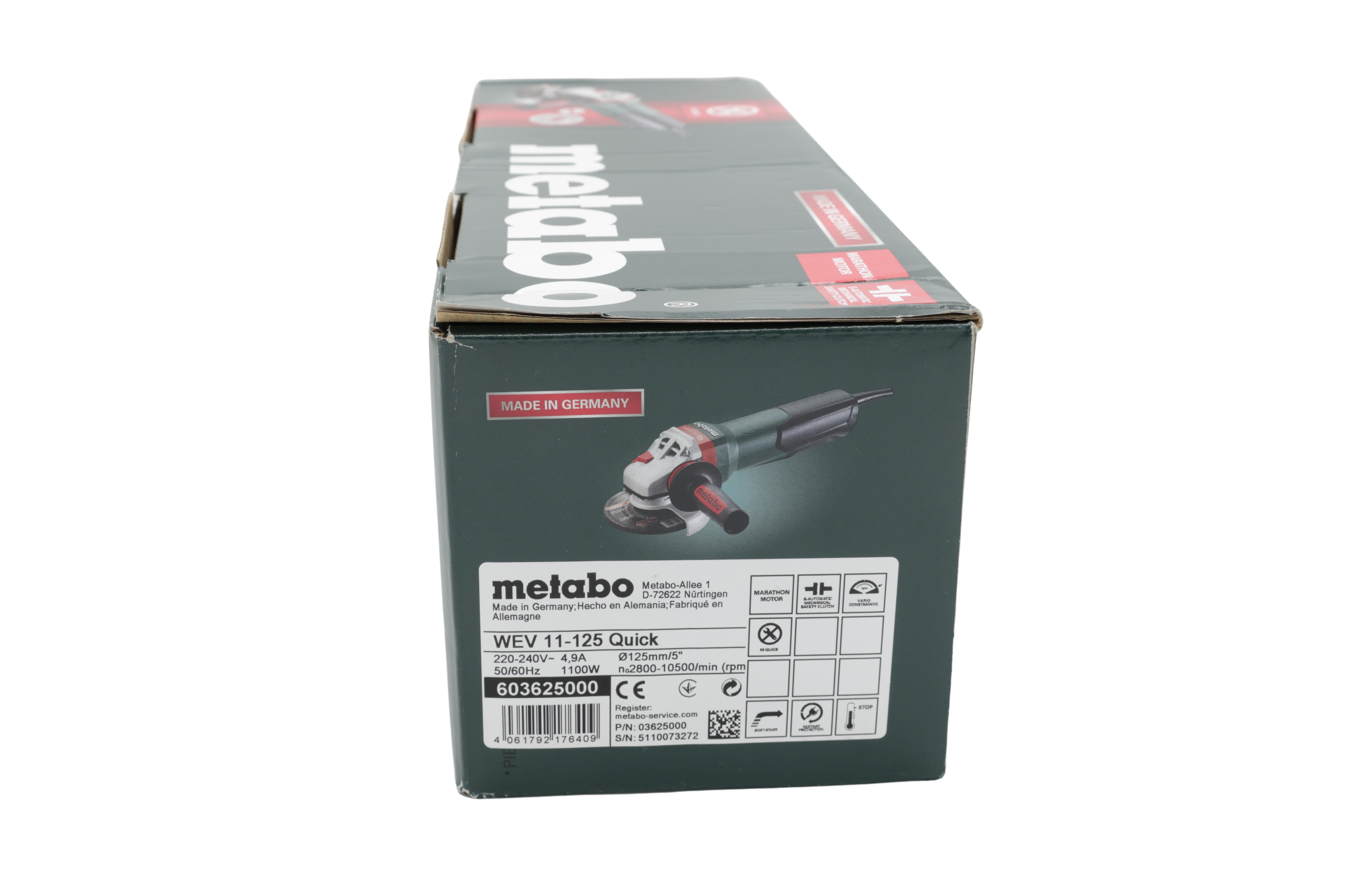 Metabo 603625000 Kulmahiomakone WEV 11-125 Quick nopeudensäädin