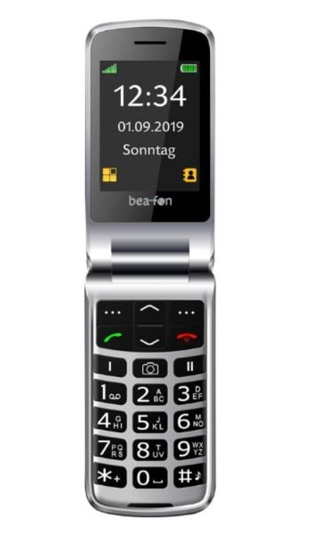 Beafon SL495 - 2G, Silver Line, isonäppäiminen flip-matkapuhelin, musta-hopea