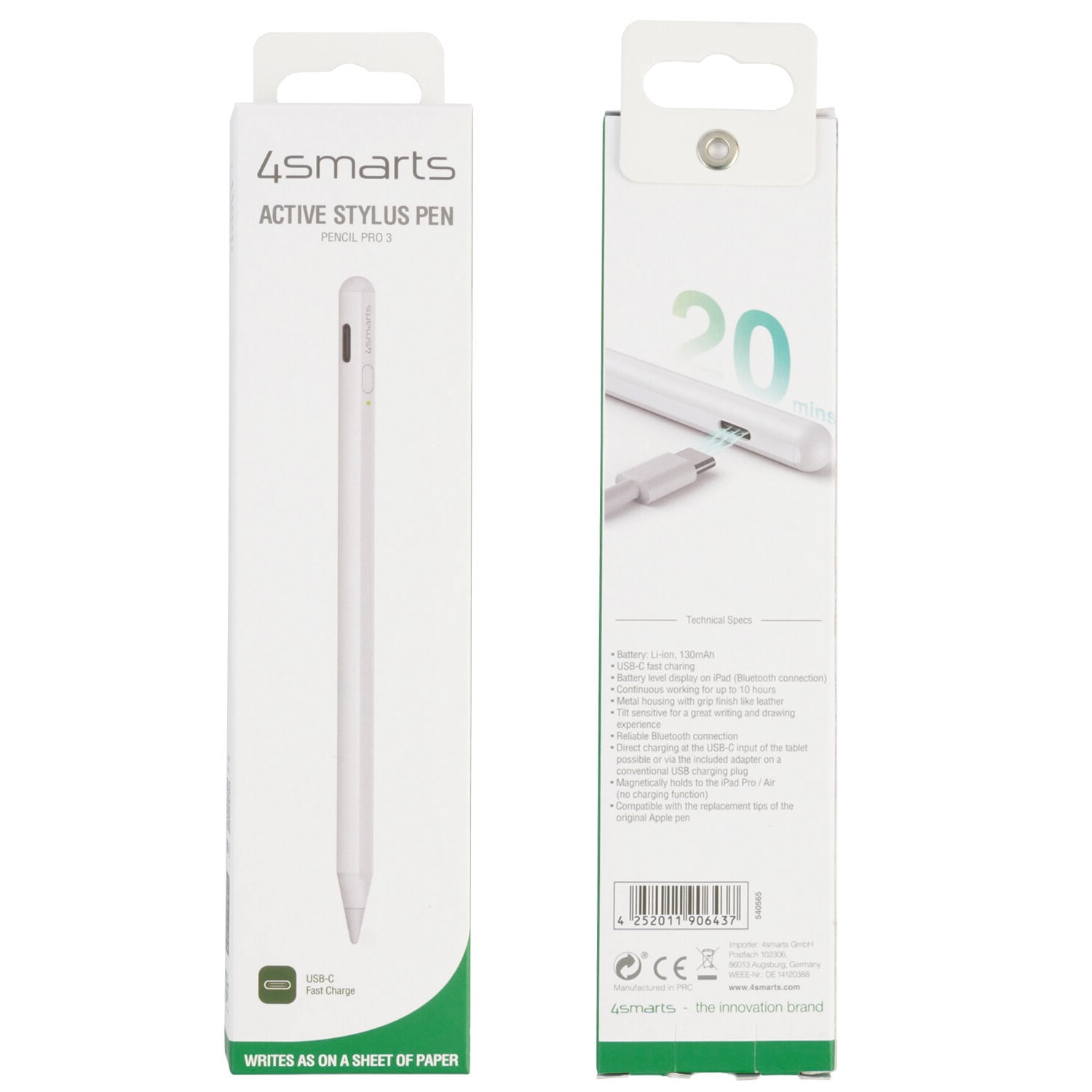 4smarts Aktiivinen kynäkynä Pencil Pro 3 valkoinen
