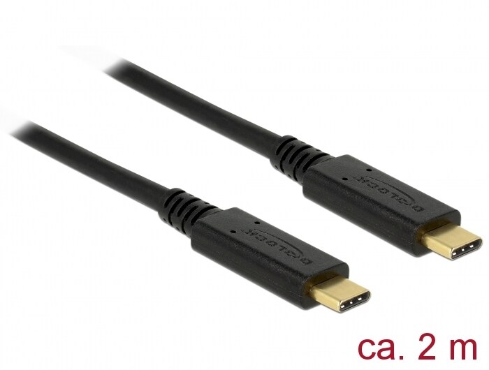 Delock USB-kaapeli USB 3.1 Gen 1 USB Type-C uros - USB Type-C uros, jossa on E-Marker, 2 m