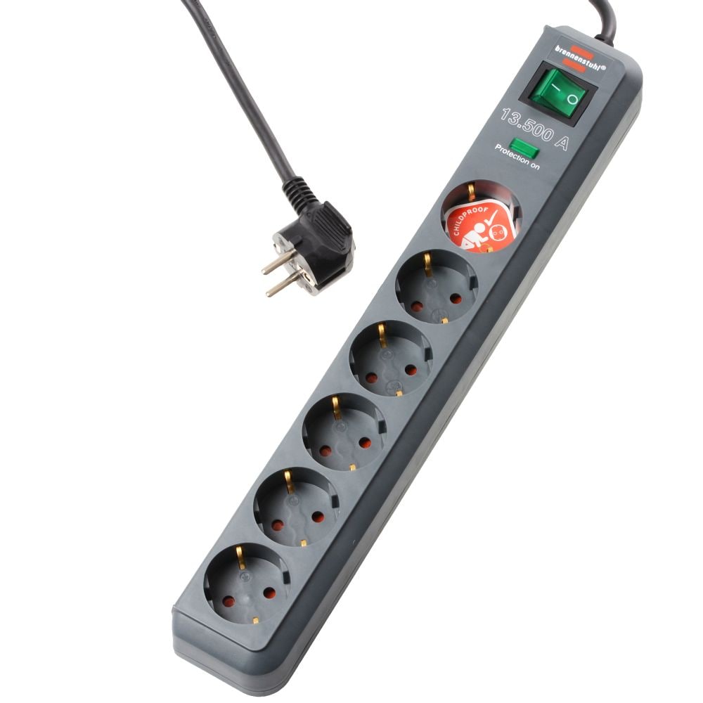 Brennenstuhl Eco-Line 13.500A ÜSS 6-väyläinen antrasiitti, 5 m