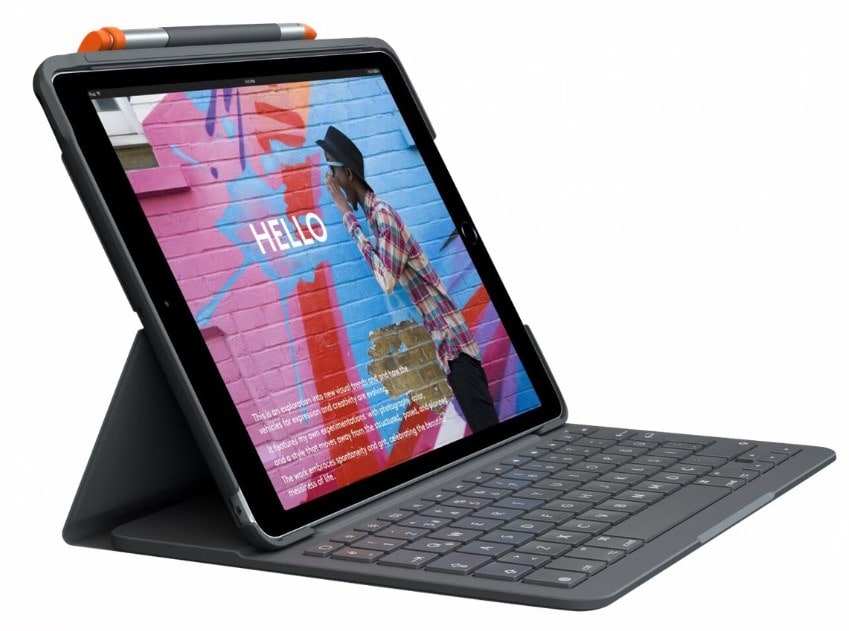 "Logitech Slim Folio Keyboard Case iPad 10.9"" (10.Gen) & A16- Oxfordin harmaa"