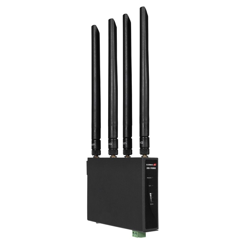 Edimax D4G-7459AC – teollisuuskäyttöön tarkoitettu, DIN-kiskoon asennettava 4G LTE AC1200 WiFi-reititin