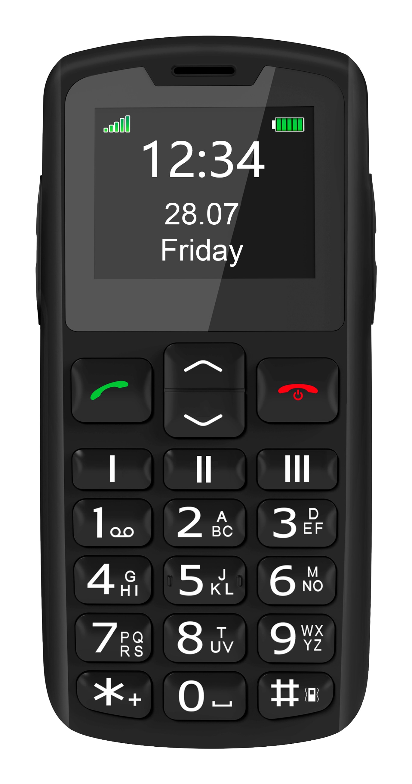 Beafon SL230 - 2G, Silver Line, isonäppäiminen flip-matkapuhelin, musta