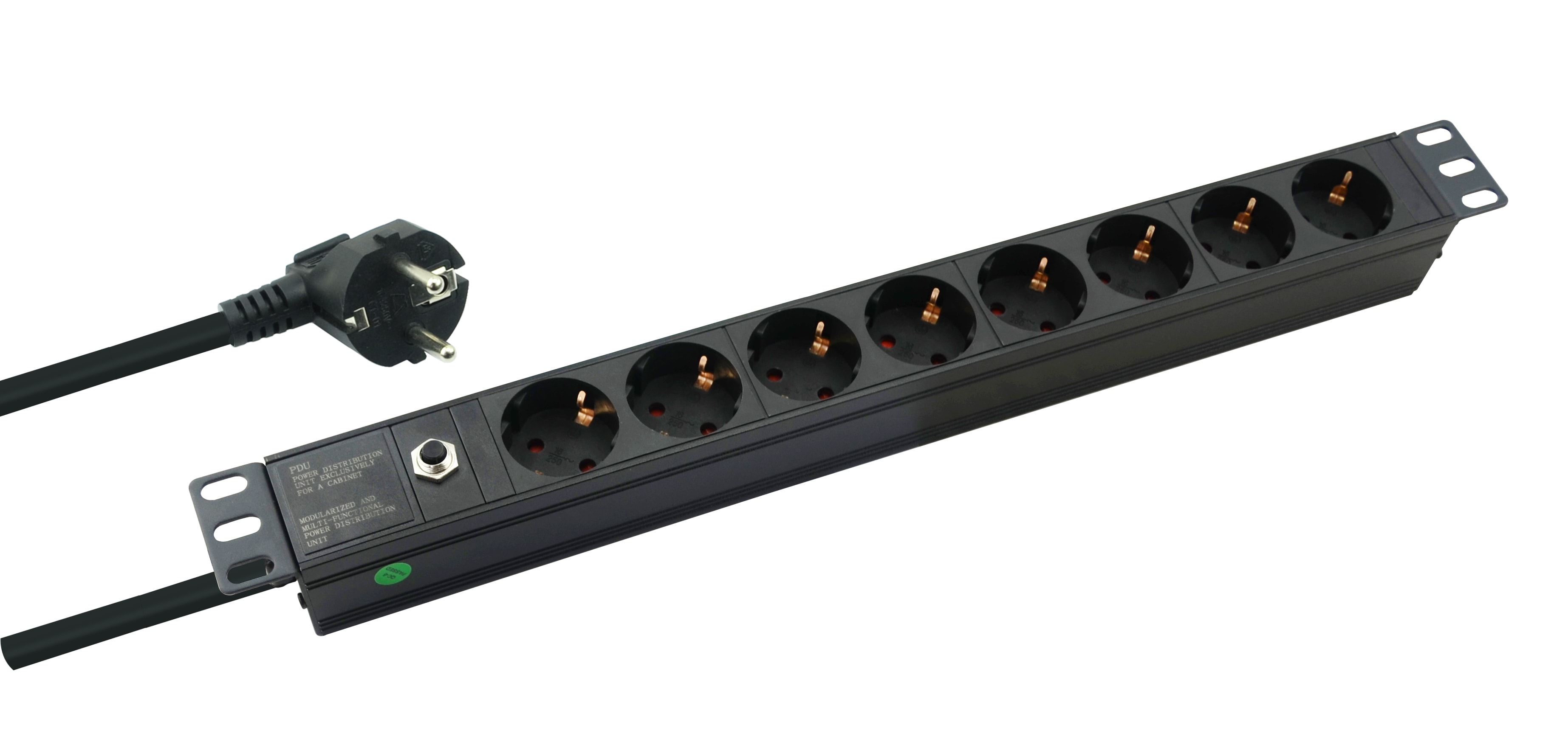 "helos 19"" PROFESSIONAL pistorasia, 8-silmukka, musta, 2.0m, ilman kytkintä"