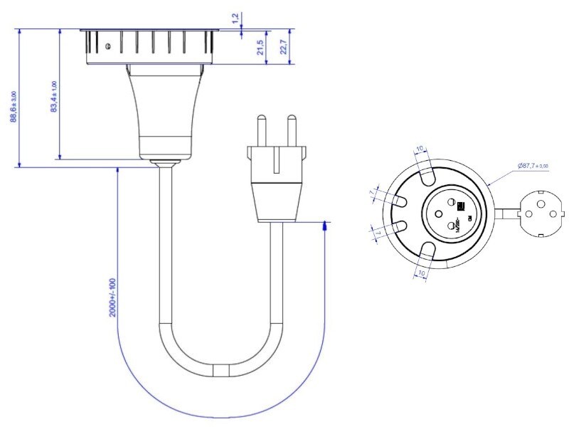 Bachmann LOOP IN UTE pistorasia 4x kaapeliläpiviennillä, musta (938.002)
