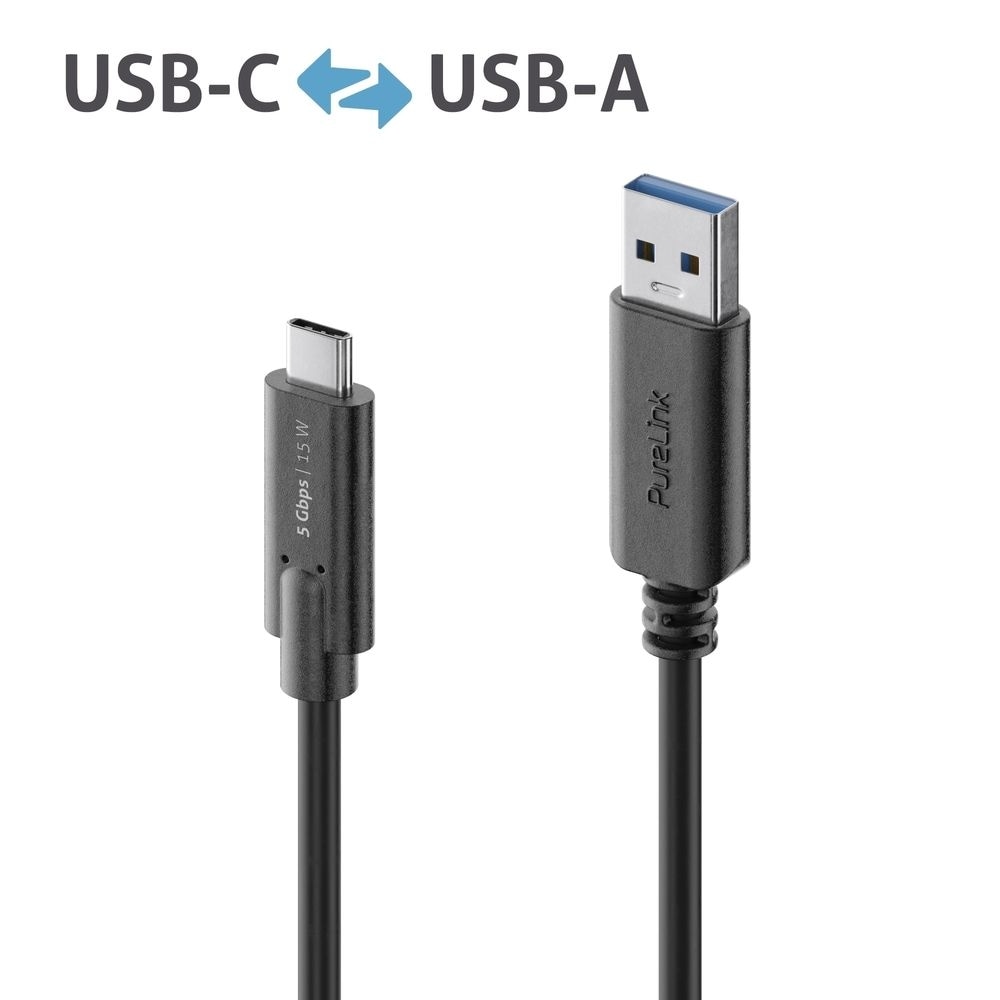 PureLink USB-C ja USB-A kaapeli - 3.1 Gen 1, 3A, 5G - iSeries - musta - 2,00 m - 2.00m - 2.00m