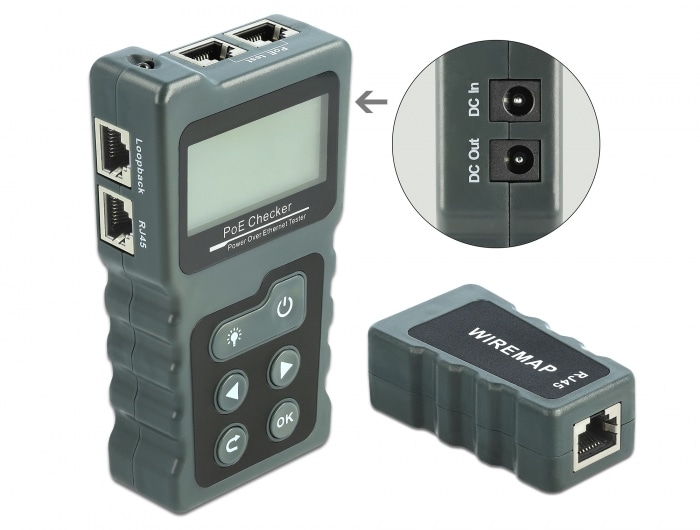 Delock LCD-kotelotesteri RJ45 / PoE / DC