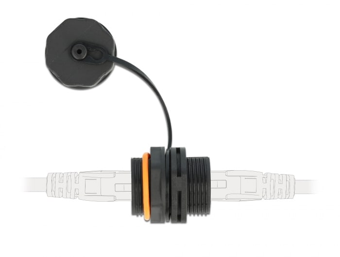 Delock-kaapeliliitin RJ45 naaras RJ45 naaras Cat.6A, jossa on tiivistekorkki