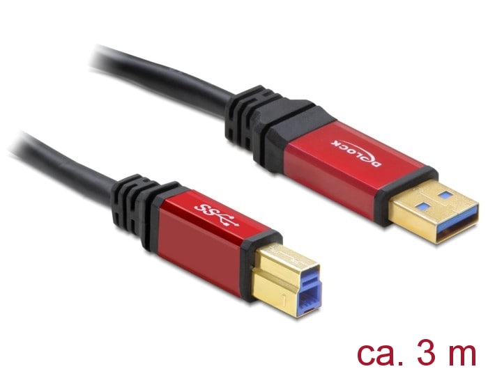 Delock-kaapeli USB 3.0 Type-A uros > USB 3.0 Type-B uros 3 m Premium