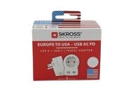 SKROSS Maapistoke Euroopasta Yhdysvaltoihin USB AC20PD valkoinen