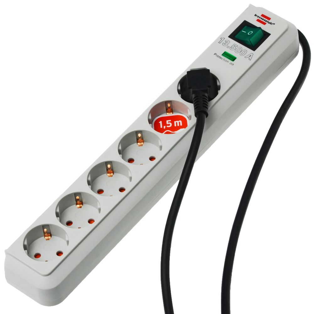Brennenstuhl Eco-Line 13.500A ÜSS 6-suuntainen vaaleanharmaa, 1,5 m
