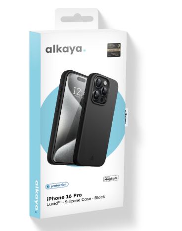 alkaya Lucid MagSafe silikonisuojus iPhone 16 Pro, musta