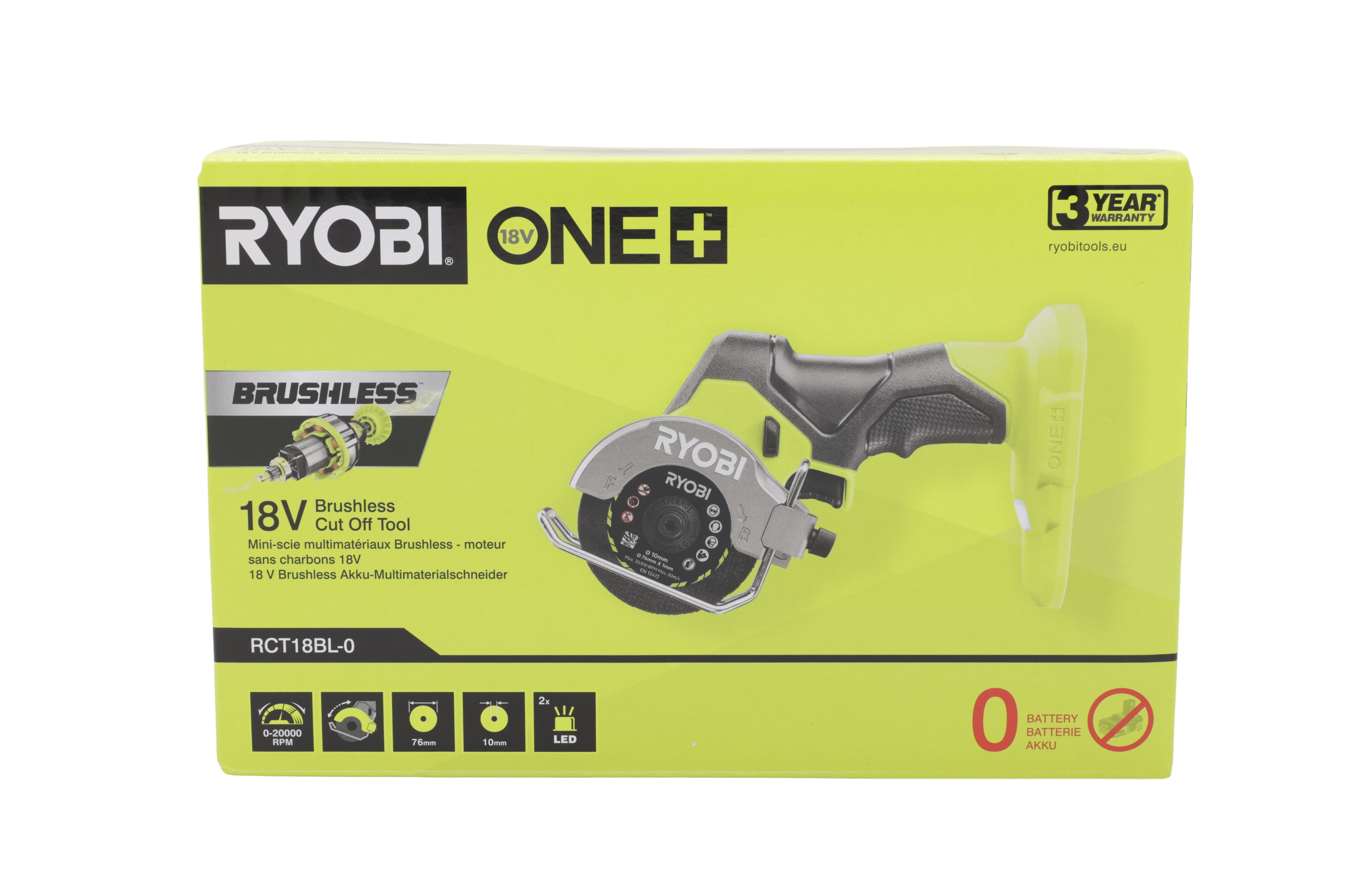 Ryobi 18V ONE Brushless akkukäyttöinen katkaisusaha RCT18BL-0 Compact