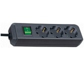 Brennenstuhl Eco-Line kytkimellä 3-suuntainen musta 3 m