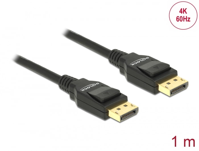 Delock DisplayPort-kaapeli 1.2, DisplayPort-uros - DisplayPort-uros, 4K, 1 m, 1 m
