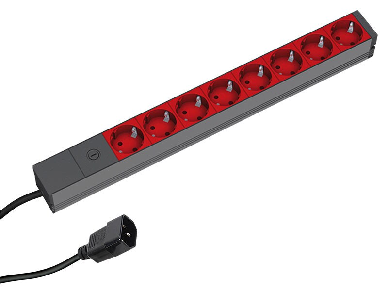 "Bachmann 19"" pistorasia ALU, 8-tie, UPS:lle, 2.0m, ilman kytkintä"