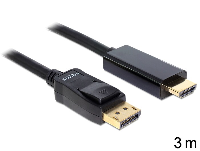 Delock-kaapeli Displayport 1.1 uros > High Speed HDMI-A uros passiivinen 3 m