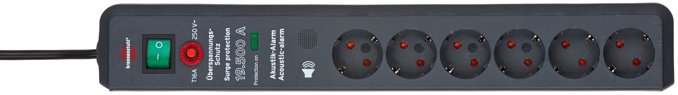 Brennenstuhl ÜSS Secure-Tec Acoustic, 6-suuntainen, antrasiitti, 3m
