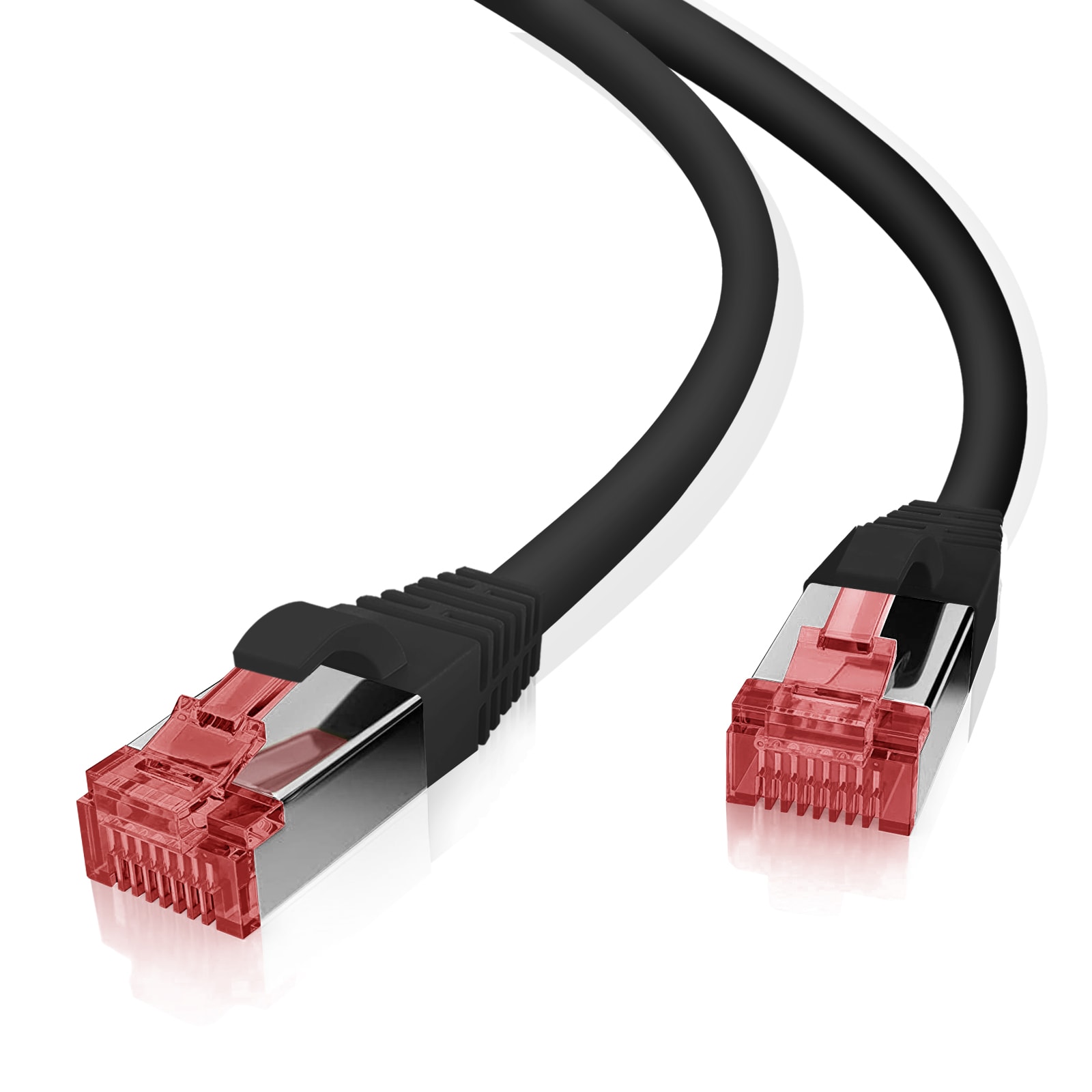 helos patch-kapeli Cat 6 S/FTP RJ45 musta 0.5m AWG27/7 LSZH GHMT